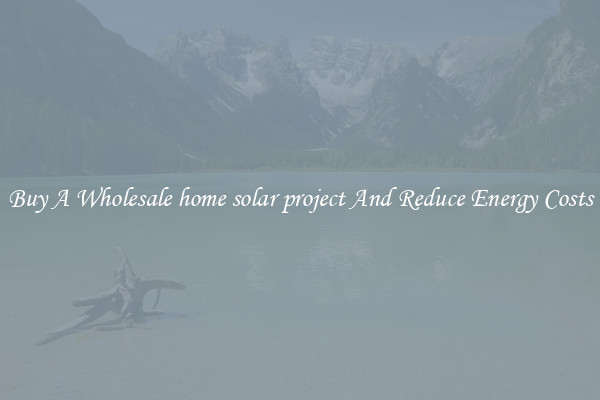Buy A Wholesale home solar project And Reduce Energy Costs