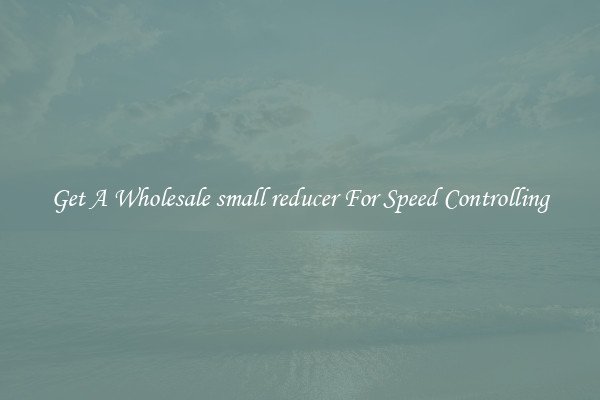 Get A Wholesale small reducer For Speed Controlling
